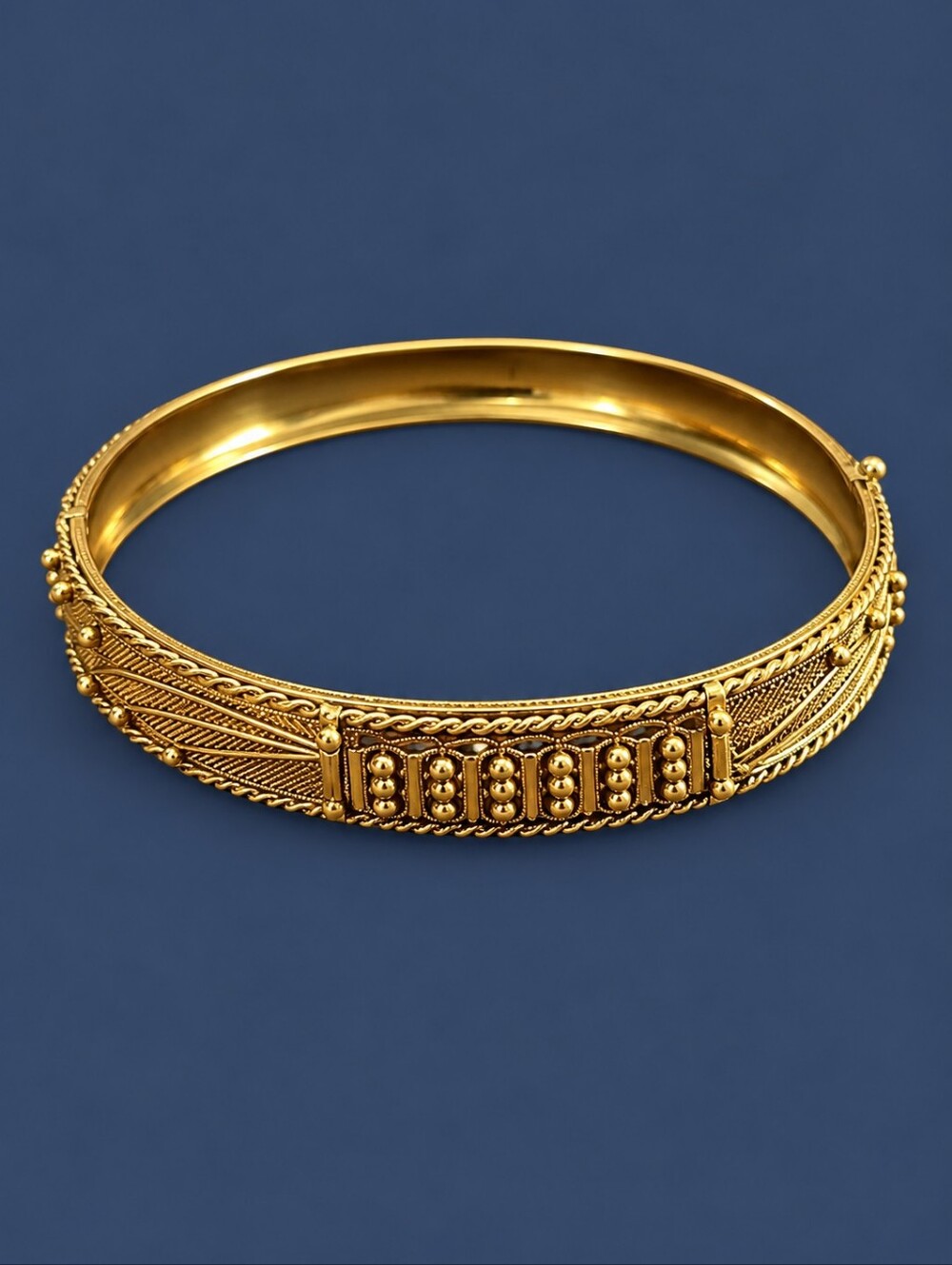 VTG Goldtone Milgrain Art Deco Bangle Gothic Great Gatsby Bracelet